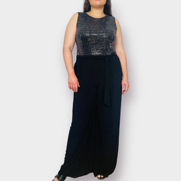 Anne Klein‎ Black and Silver Jumpsuit - Picture 1 of 5